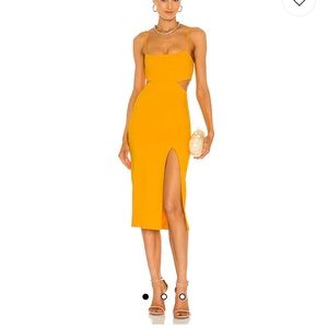 H:ours Hours Hayden Cutout Dress in Canary Yellow
